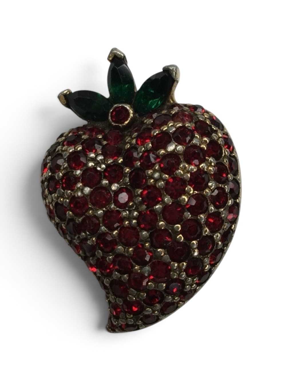 Vintage Signed Jomaz Strawberry Pave Rhinestone Brooch